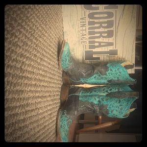 Corral Vintage 10 M Black/Turquoise Sq. Toe